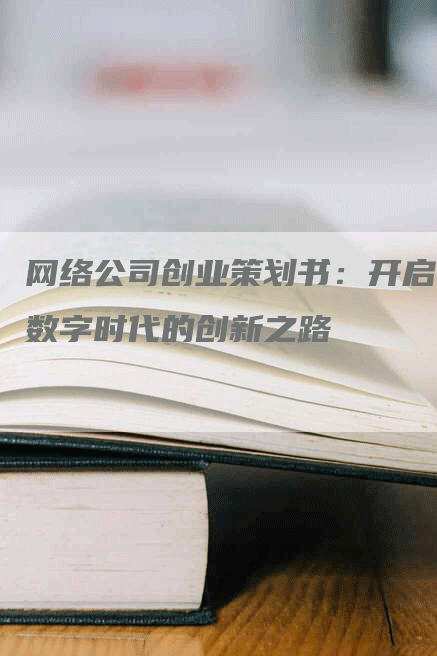 网络公司创业策划书：开启数字时代的创新之路