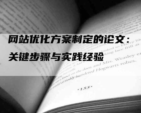 网站优化方案制定的论文：关键步骤与实践经验