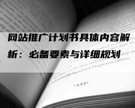 网站推广计划书具体内容解析：必备要素与详细规划