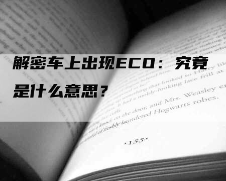 解密车上出现ECO：究竟是什么意思？